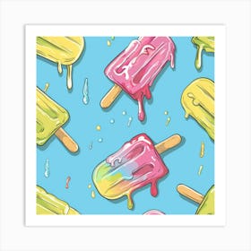 Seamless Pattern With Popsicles Art Print