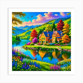 Landscape By The Lake Art Print