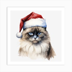 Santa Claus Cat 26 Art Print
