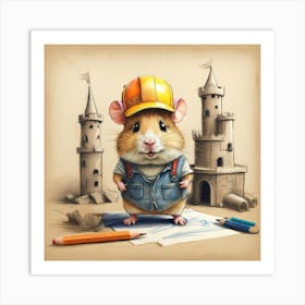 Hamster In Construction Art Print