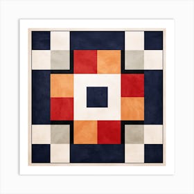 Abstract Ascent: Mid Century Squares Geometric Odyssey Art Print