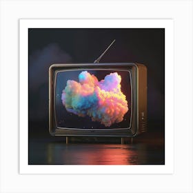 Old Tv With Clouds 1 Art Print