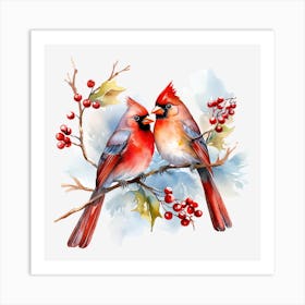 Christmas Cardinals Art Print