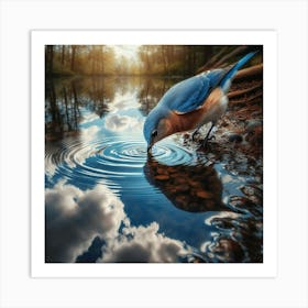 Bluebird In Water Art Print