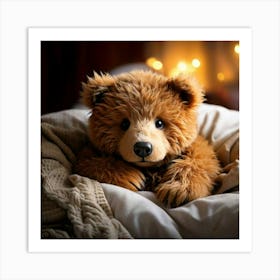 Firefly Cozy Little Bear Snuggled In Bed 85497 Art Print