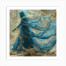 Woman In A Blue Dress 1 Art Print