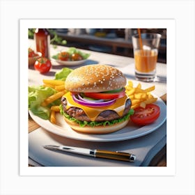 Hamburger On A Plate 181 Art Print