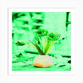 Green Tulips Art Print