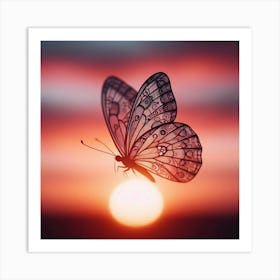 Butterfly At Sunset 2 Art Print