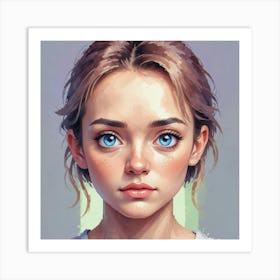 Girl With Blue Eyes 12 Art Print