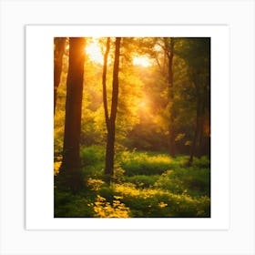 Sunrise In The Forest 4 Art Print