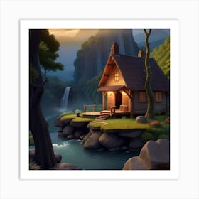 Cottage In The Forest Art Print