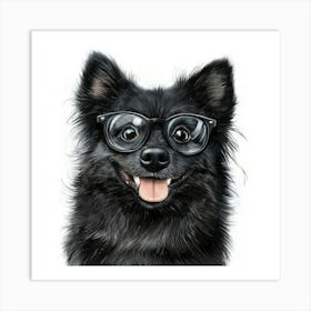 Dog With Glasses 41 Art Print