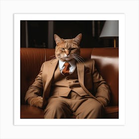 Cat In A Suit Art Print