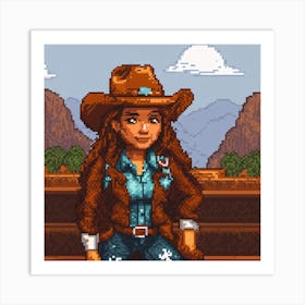 Pixel Cowgirl Art Print