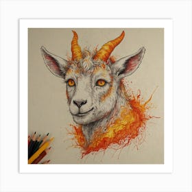 Goat In Flames 1 Art Print