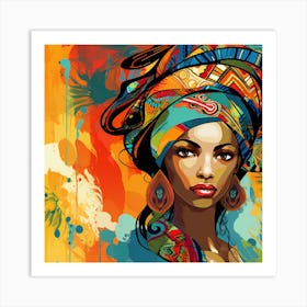 African Woman In Turban Art Print