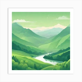 Misty mountains background in green tone 69 Art Print