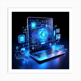 Laptop With A Glowing Screen Art Print