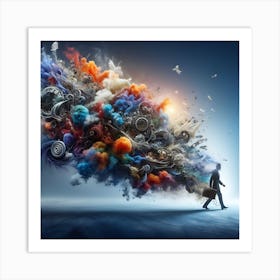 Man Walking Through A Cloud Art Print