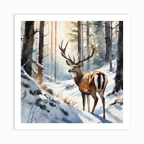 Deer In The Woods 70 Art Print