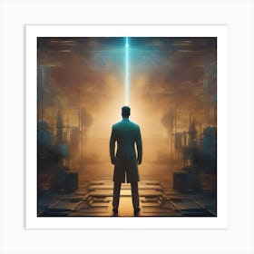 Man Standing In Front Of A Light Art Print