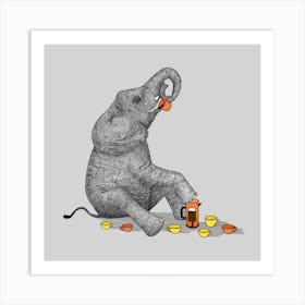 Espresso Elephant Square Art Print