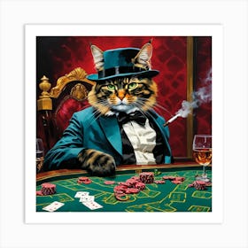 Cat At The Casino Art Print