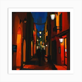 Alleyway At Night Art Print