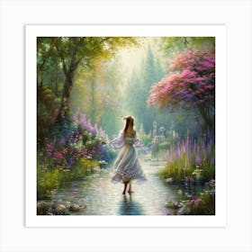 Girl In A Garden 2 Art Print