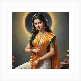 Indian Woman In Sari Art Print