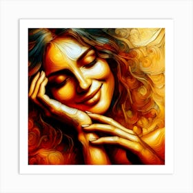 Abstract Wall Art Woman Smiling Art Print