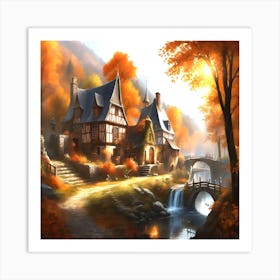 Autumn Village Art Print