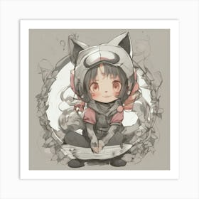 Kawaii cat girl Art Print