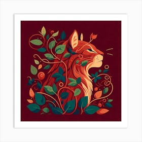 Cat In The Forest 3 Art Print