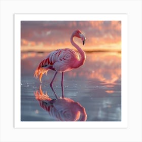 Flamingo At Sunset 3 Art Print