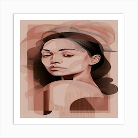 Abstract Portrait Of A Woman Earth Tone Art Print