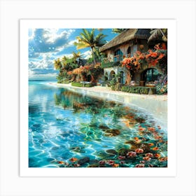 Bora Bora Beach House - Tropical Club Art Print
