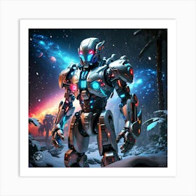 Robot In The Snow Art Print