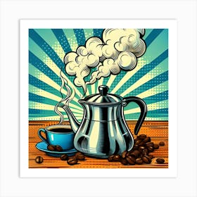 Steaming Pot Of Coffee, Pop Art 1 Art Print