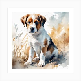 Watercolor Of A Puppy Art Print