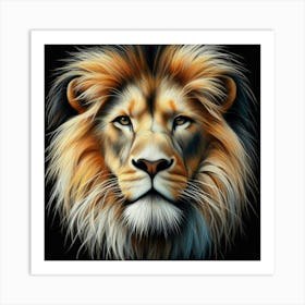 Lion Painting in pastel Art Print