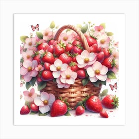 A basket of strawberries 3 Art Print