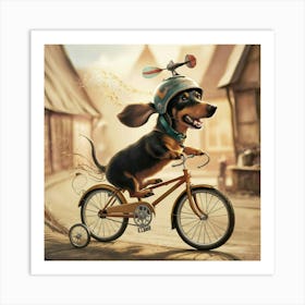 A Whimsical Illustration Of A Dachshund Riding A V Sbb4l Cxt42wf9vfx03sqq Ou0xunwrrry Kg4e9d8xeq Art Print