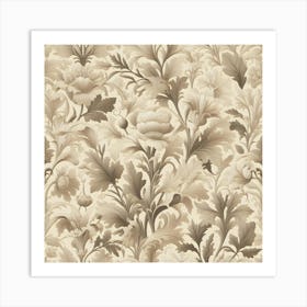 Beige Floral Art Print