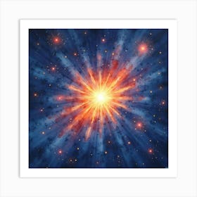 Radiant Watercolor Painting Of A Starry Universe 1 Art Print