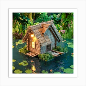 Small House On A Pond Art Print