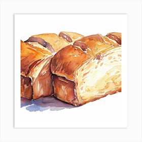 Watercolor Illustration Of Bread Art Print