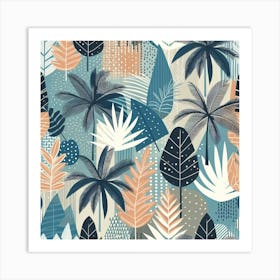 Scandinavian style, Summer tropical pattern with palm trees 3 Art Print