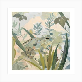 Tropical Frogs Pastel Illustration 4 Art Print